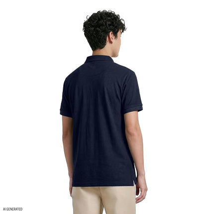 Polo de manga corta uniforme escolar Izod para niños, cierre de botones, material de alto rendimiento que absorbe la humedad, azul marino, 10-12 Husky
