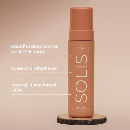 COCOSOLIS SOLIS Medium self-tanning lotion for face and body, mousse for a rich, natural and long-lasting tan, with plant-based DHA (200 ml)