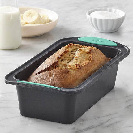Trudeau Structure Loaf Pan Silicone Bakeware, 8.5" x 4.5", Mint/Black