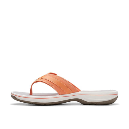 Clarks Women's Breeze Sea Flip-Flop, Tangerine/Pop Synthetic, 5 UK