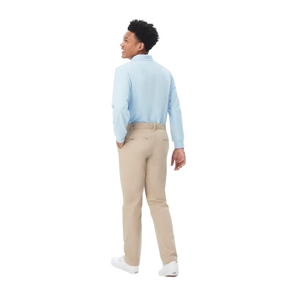 French Toast Men's Adjustable Waist Stretch Straight Fit Chino Pant (Standard & Husky), Khaki, 36W x 34L
