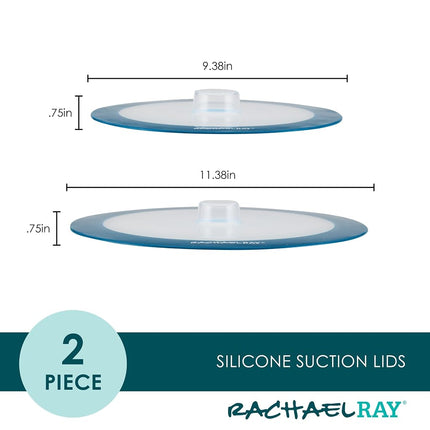 Rachael Ray Tools and Gadgets Silicone Suction Lid Set, 2 Piece, Teal