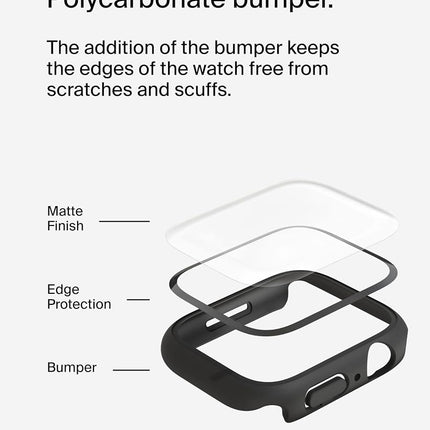 Belkin TemperedCurve Apple Watch Series 8 Screen Protector with Edge-to-Edge Coverage & Protective Bumper - Tempered Glass Screen Protector, Apple Watch Accessories - Black