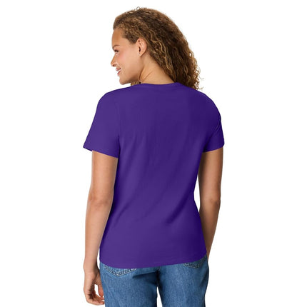 Hanes Women's Perfect-T V-neck T-shirt, Cotton Short Sleeve Tee for Women, 1 or 2-Pack, Purple, 3XL