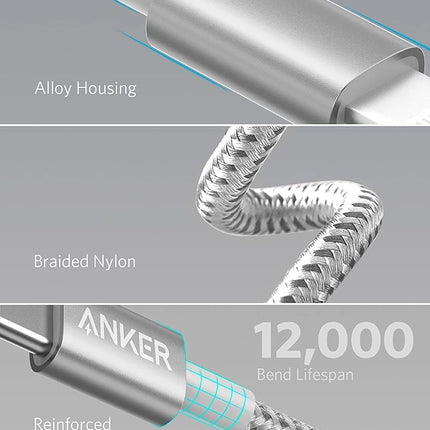 Anker USB C to Lightning Cable, New Nylon USB-C to Lightning Charging Cord [10ft MFi Certified] for iPhone 13 13 Pro 12 Pro Max 12 11 X XS XR 8 Plus, AirPods Pro, Supports Power Delivery (Silver)