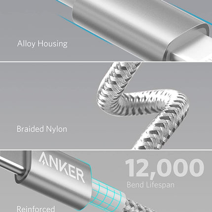 Anker USB C to Lightning Cable, New Nylon USB-C to Lightning Charging Cord [10ft MFi Certified] for iPhone 13 13 Pro 12 Pro Max 12 11 X XS XR 8 Plus, AirPods Pro, Supports Power Delivery (Silver)