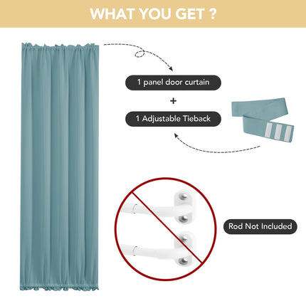 Deconovo Blackout Door Curtain for Glass Doors & Sidelights, Thermal Insulated Privacy Panel with Dual Rod Pockets & Adjustable Tieback, Machine?Washable Curtain (36W x 72L, Sky Blue, 1 Panel)