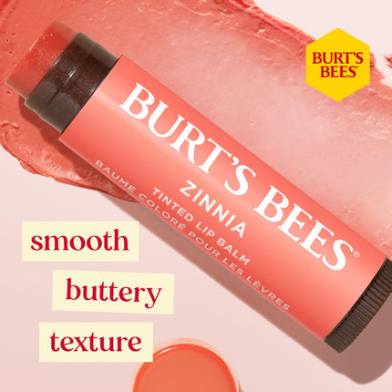 Burt's Bees 100% Natural Moisturising Tinted Lip Balm, Zinnia with Shea Butter and Botanical Waxes, 4.25g