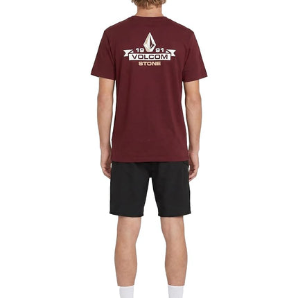 Volcom Men's Blaquedout Short Sleeve Tee T-Shirt, Port, Medium