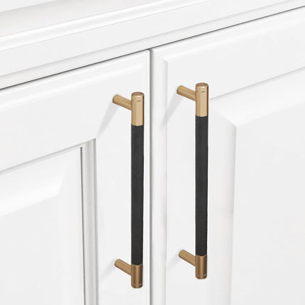 BUKOBYHE 10 Pack 7Inch Black and Champagne Bronze Kitchen Cabinet Handles Knurled Cabinet Pulls Black Drawer Pulls Kitchen Hardware