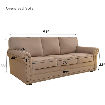 EasyGoing Funda elástica para sofá, 1 pieza, protector de muebles suave con parte trasera elástica, tela jacquard de poliéster y elastano para niños, rejilla fina, extragrande, arena