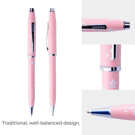 CROSS Century II AT0082-162 Limited Edition Sakura Day and Night Collection - Twist-Action ‎Brass Resin Ballpoint Pen with ‎Contoured Grip and Black Ink, Medium Point, 1 Pack, Daylight Pink