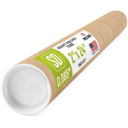 Paclord 2" x 24" Reinforced Kraft Paper Mailing Tube (Pack of 1) with 2 Caps