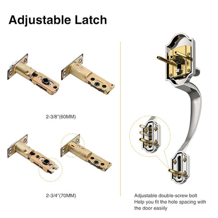 Brightify Satin Nickel Front Door Handle, Satin Nickel Door Handle with Door Lever, Front Door Handle Set, Deadbolt Front Door Lock Set with Single Cylinder, Reversible for Right&Left