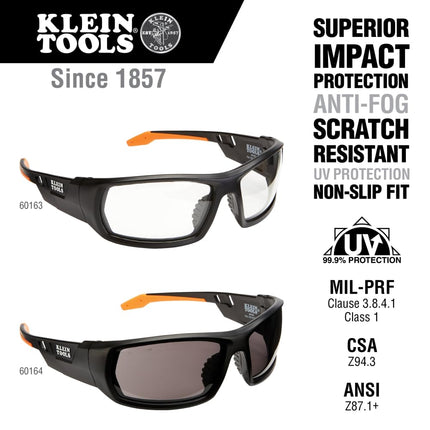 Klein Tools 80084 Hard Hat and Accessories Kit, Vented Full Brim Hard Hat, Headlamp, Sweat Band, Top Pad and Tinted Safety Glasses, 5-Piece, Black, Medium