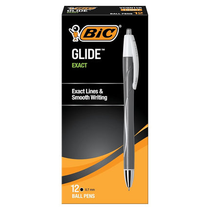 BIC Atlantis Exact Retractable Ball Pen, Fine Point (0.7 mm), Black, 12-Count