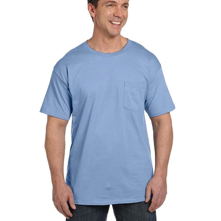 Hanes Men's Short Sleeve Pocket Tee Value Pack (Available in 1 Or 2 Pack), Light Blue (2 Pack), S