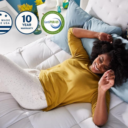 Colchón Superior de Espuma Viscoelástica de Doble Capa Sleep Innovations de 10 cm, Tamaño California King, Soporte Ultra Suave, Espuma Viscoelástica de Gel Refrigerante de 7.5 cm más Cubierta de Colchón Suave y Esponjosa de 2.5 cm