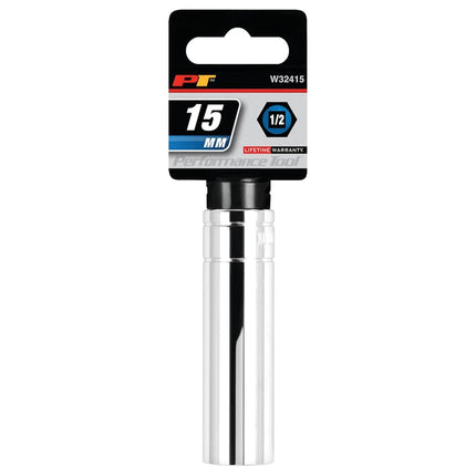 Performance Tool W32415 1/2-Inch Drive 6-Point Socket, 15mm