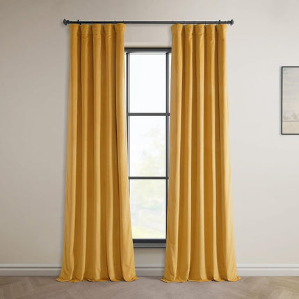 HPD Half Price Drapes Heritage Plush Velvet Curtains 108 Inches Long Room Darkening Curtains for Bedroom & Living Room 50W x 108L, (1 Panel), Aztec Gold