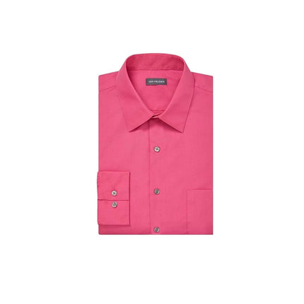 Van Heusen Men's Dress Shirt Regular Fit Poplin Solid, Desert Rose, 18.5" Neck 32"-33" Sleeve
