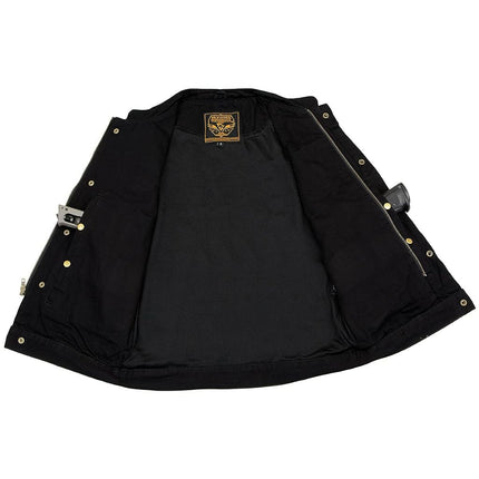 Gilet Club en jean pour homme Milwaukee avec bouton-pression et fermeture éclair dissimulés (noir, petit)