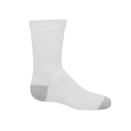 Hanes Boys' Uniform Crew, Moisture-Wicking Socks, Cushioned Foot Bottoms, 10-Pairs, White - 12 Pack, Medium
