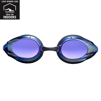 ARENA Tracks Mirror Unisex Adult Race Swimming Goggles, Standard Pool Goggles with Anti-Fog Mirrored Lenses, UV Protection, 4 Interchangeable Nose Bridges, Silicone Seals