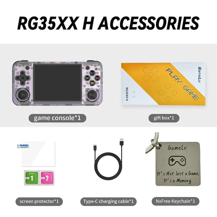 RG35XX H, Anbernic Retro Handheld Gaming Console with 64GTF Card, Dual Joystick Design 3.5-inch HD Screen Lasts up to 8 Hours High-Capacity Battery for Better Experience (64G Purple)