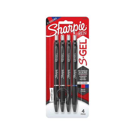 Sharpie S-Gel Retractable Gel Pens, Bold Point, Assorted Ink, 4/Pack (2116198)