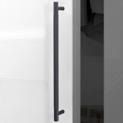 POVEFONK 10 Pack 10 inch(254mm) Matte Black Kitchen Cabinet Handles Knurled Cabinet Pulls Black Drawer Pulls Kitchen Hardware