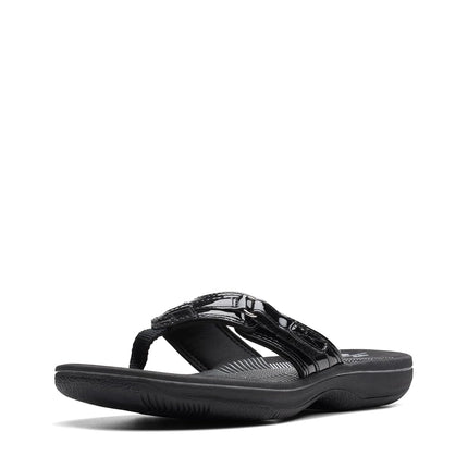 Clarks Women's Breeze Sea Flip-Flop, Black Patent,
