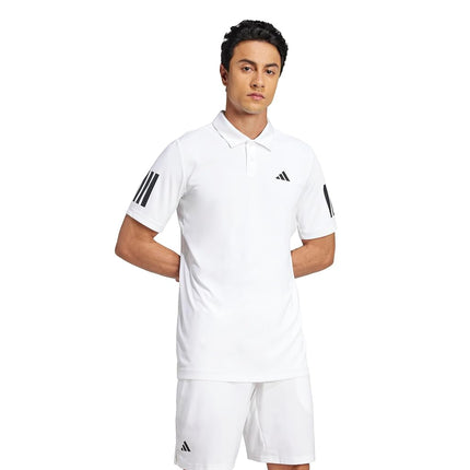 adidas Climacool Men's Club Tennis Climacool 3-Stripes Polo Shirt Club Tennis Climacool 3-Stripes Polo Shirt, White/Opulent Garden, XL