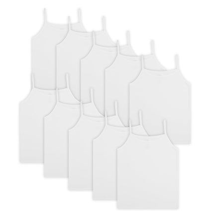 Camisetas interiores Fruit of the Loom para niña (camisetas de tirantes y sin mangas), camiseta de tirantes - Paquete de 10 - Blanco, Talla XL