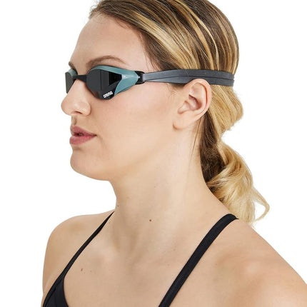 ARENA Cobra Core Swipe Unisex Adult Racing Swimming Goggles, Swimming Pool Goggles with Curved Lenses, Anti-Fog, UV Protection, 5 Interchangeable Nose Bridges