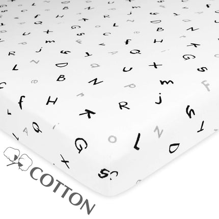 American Baby Company 100% Natural Cotton Fitted Pack and Play Sheet 39" x 27" - Soft & Breathable Pack N Play Sheet for Playpen, Playard & Mini Crib Mattress, Alphabet, for Boys & Girls