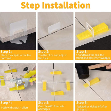 DGSL Tile Leveling System with Tile Plier - 600-Piece Tile Spacers Clips and 200-Piece Reusable Wedges - Tile Tools Set for Stone Installation (1/16 Inch * 600 Spacers)