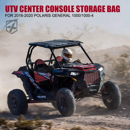 Xprite UTV Center Console Storage Bag for 2016, 2017, 2018, 2019, 2020, 2021 Polaris General 1000/1000-4 Off-road Center Seats Organizer Pocket - Whitelining
