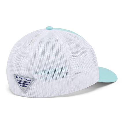 Columbia Unisex PFG Mesh Fish Flag Ball Cap, Gulf Stream/White/FL Fish Flag, Small/Medium