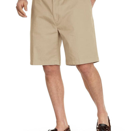 Nautica Men's Big and Tall Cotton Twill Flat Front Chino Short, True Khaki, 52B 8.5