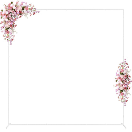 Wokceer Wedding Arch Backdrop Stand Square 7.2 x 7.2 FT White Metal Backdrop Stand Balloon Arch Frame for Wedding Birthday Party Garden Arbor Anniversary Event Decor