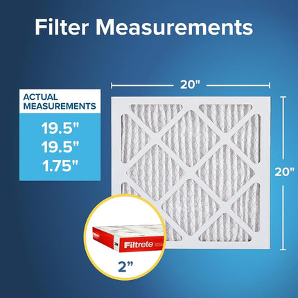 Filtrete 20x20x2 Air Filter MPR 1000 MERV 11, Allergen Defense, 4 Pack (exact dimensions 19.5 x 19.5 x 1.75)
