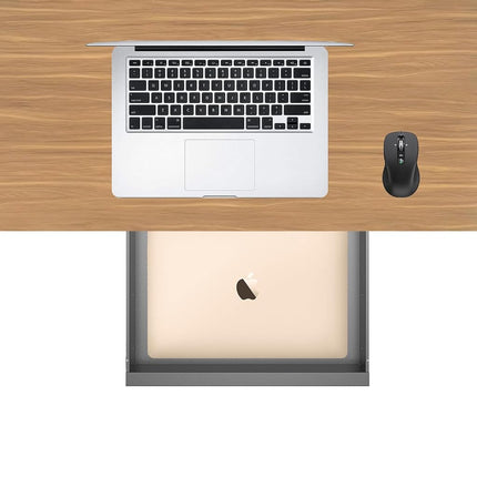 Mofangtech Under Desk Mounted Sliding Pull-Out Drawer for Office Desk W 19.2" x D 13.4" Storage Organizer for Sit Stand Workstation, Metal, Black (Large)