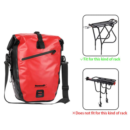 Rhinowalk Bike Bag Waterproof Bike Pannier Bag 27L,(for Bicycle Cargo Rack Saddle Bag Shoulder Bag Laptop Pannier Rack Bicycle Bag Professional Cycling Accessories)-Red