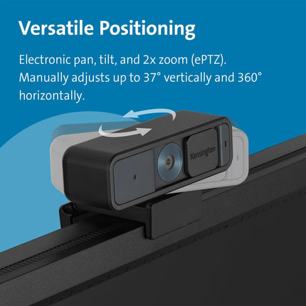 Kensington W2000 1080p Auto Focus Webcam, USB Powered, Built-In Noise Reduction Microphone, HD Quality Narrow Angle Zoom Lens, PC Camera for Broadcasting or Video Conferencing (K81176WW)