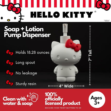 Franco Soap Lotion, Resin, Red-Hello Kitty Pump Dispenser