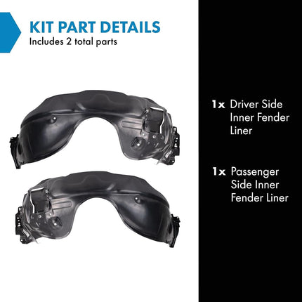 TRQ Inner Fender Liner Set Compatible with 2010-2012 Lexus ES350