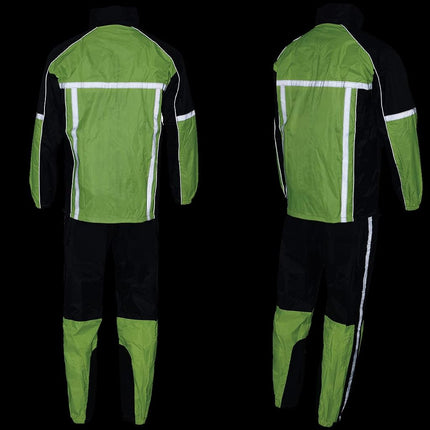Milwaukee Leather MPM9510 Men's Black and Neon Green Water Resistant Rain Suit with Hi Vis Reflective Tape - X-Small