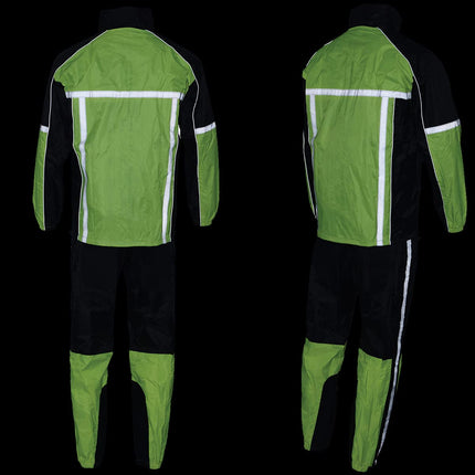 Milwaukee Leather MPM9510 Men's Black and Neon Green Motorcycle Water Resistant Rain Suit w/Hi-Vis Reflective Tape - 2X-Large