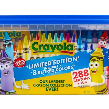 Crayola Crayon Tub (288ct), Bulk Crayons for Kids, Limited Edition Crayon Colors, Classroom Art Supplies for Preschool & Kindergarten,